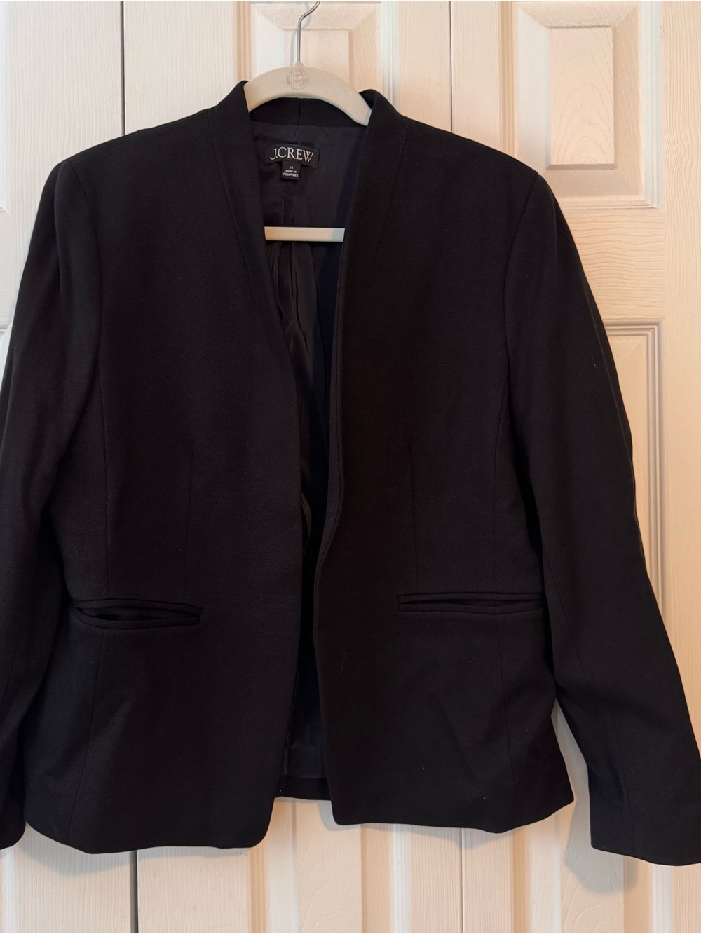 J. Crew Black Collarless Open Blazer